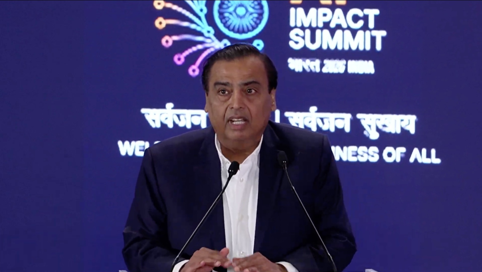 RIL CMD Sh Mukesh D Ambani delivering the keynote address at India AI Impact Summit 2026 in New Delhi